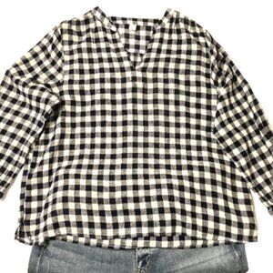 Old Navy Checkered Navy/White Long Sleeve Top Size Large